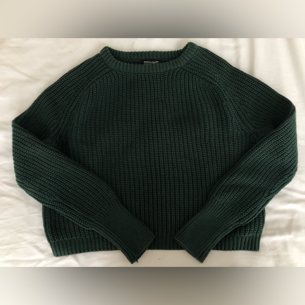 American Apparel Cropped Fisherman Sweater - Dark Green